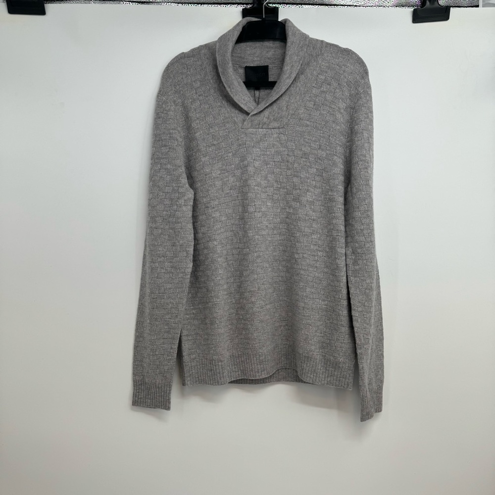 NWT QUINN Men's Shawl Coilar Sweater Men’s M Gray Wool Cashmere Geometric New
